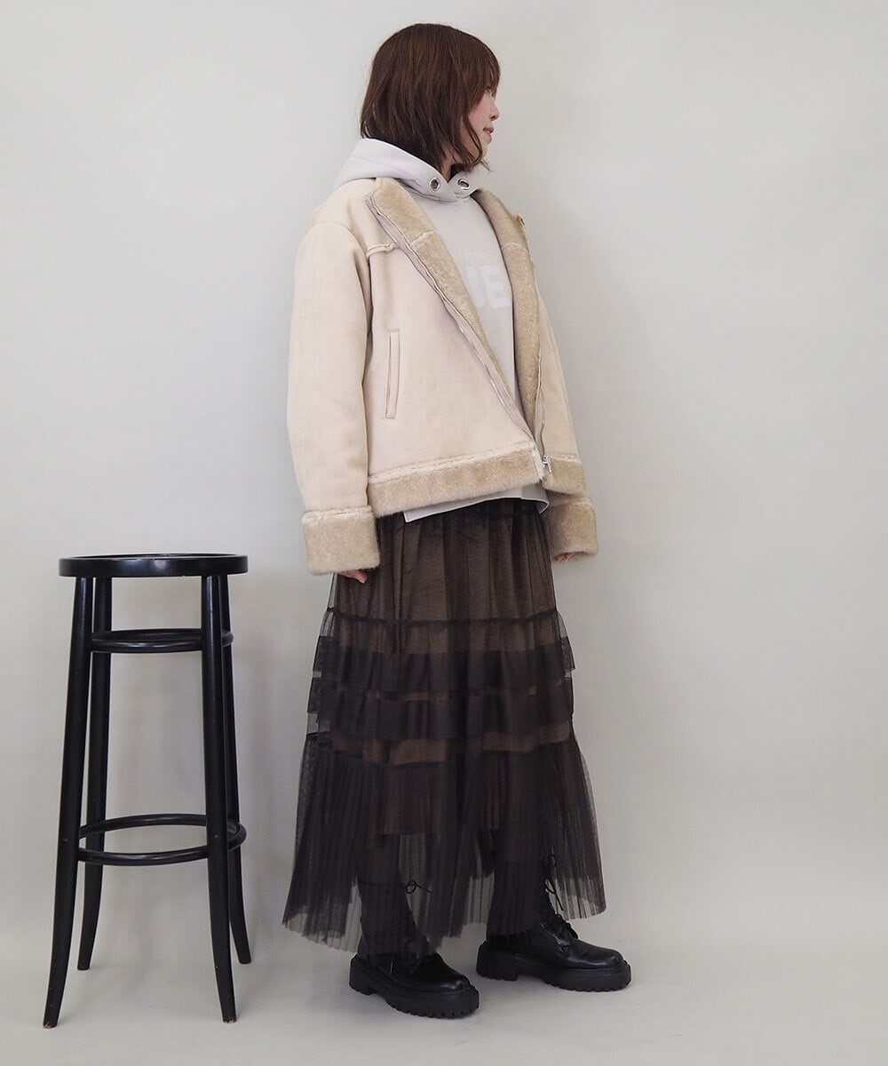ZMHEE01130 al'aise modulation(アレーズモジュレーション) 光沢ベロアチュールレイヤードスカート ブラウン