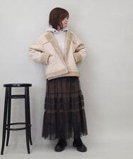 ZMHEE01130 al'aise modulation(アレーズモジュレーション) 光沢ベロアチュールレイヤードスカート ブラウン