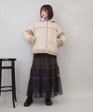 ZMHEE01130 al'aise modulation(アレーズモジュレーション) 光沢ベロアチュールレイヤードスカート ブラウン