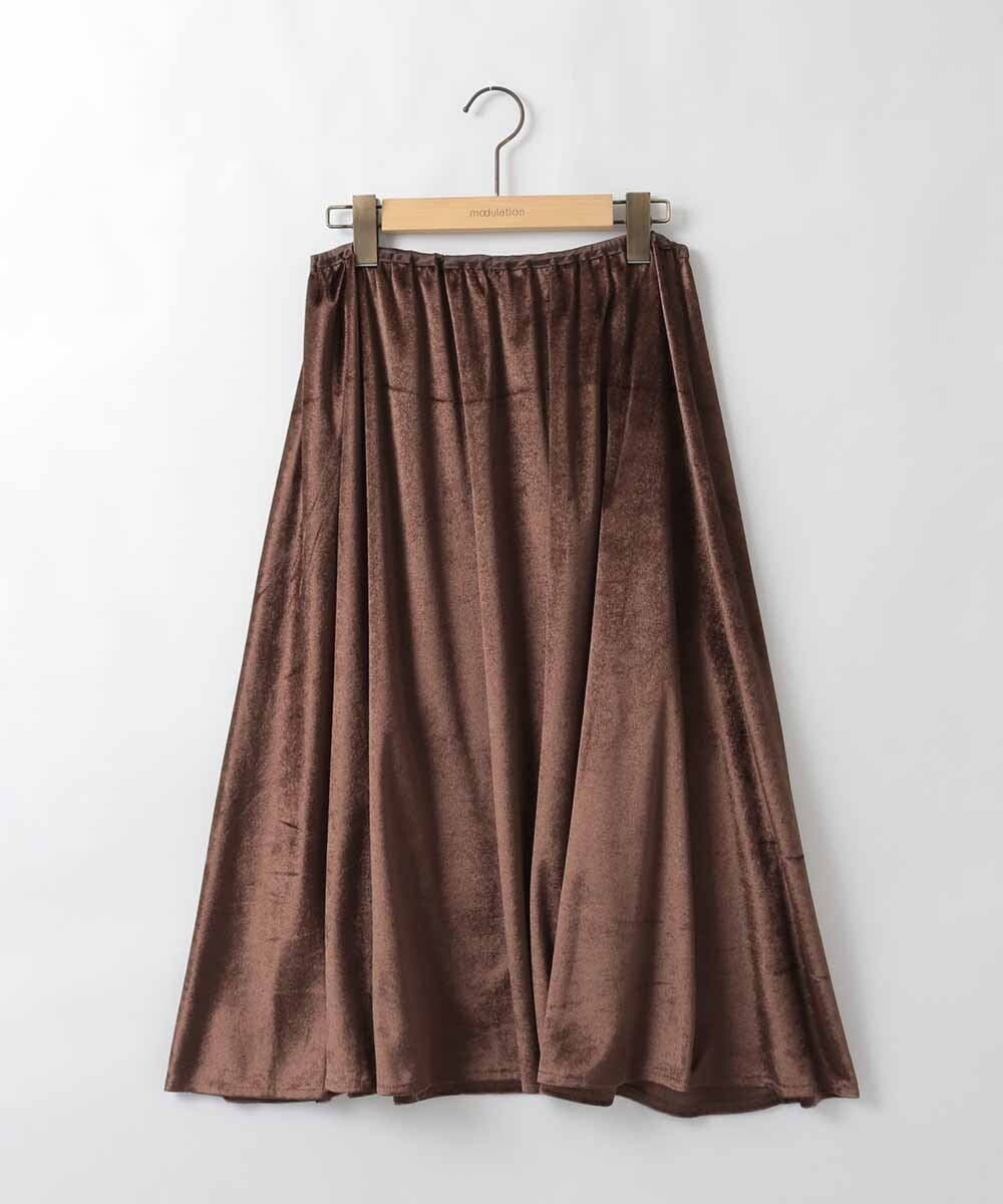 ZMHEE01130 al'aise modulation(アレーズモジュレーション) 光沢ベロアチュールレイヤードスカート ブラウン