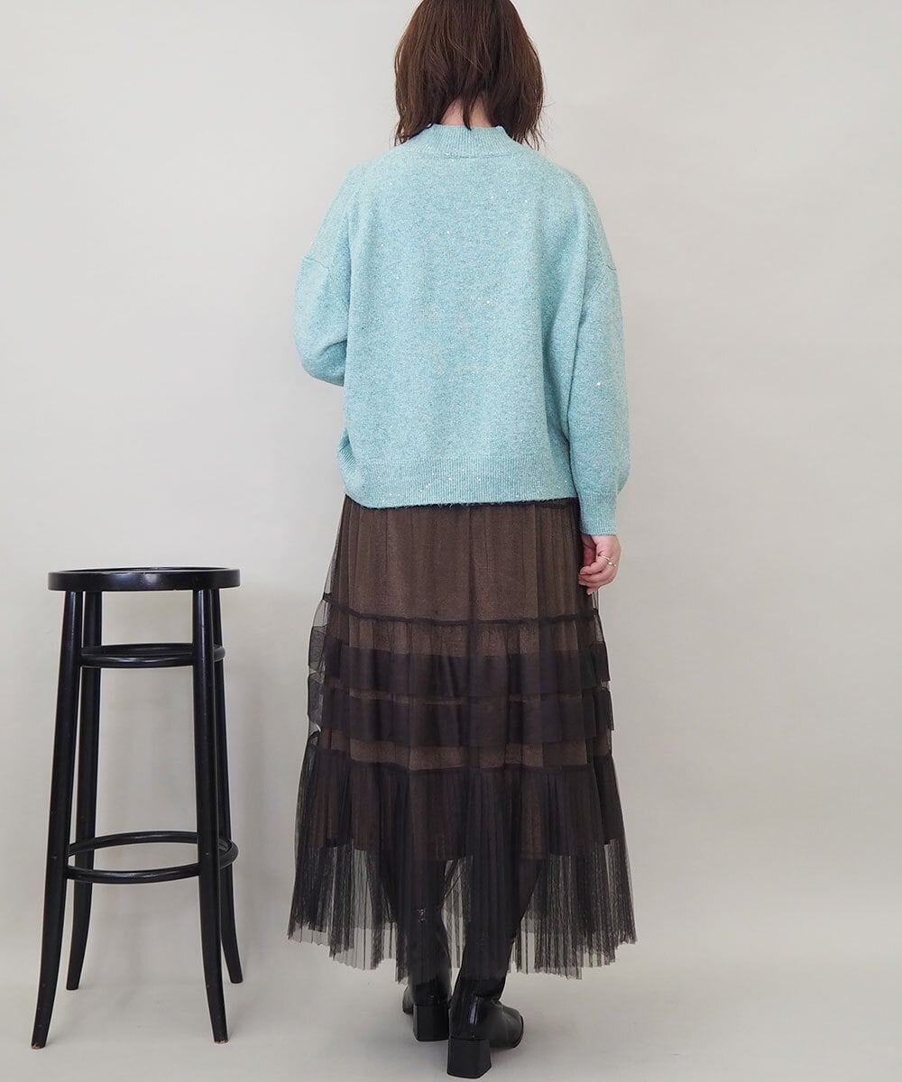 ZMHEE01130 al'aise modulation(アレーズモジュレーション) 光沢ベロアチュールレイヤードスカート ブラウン