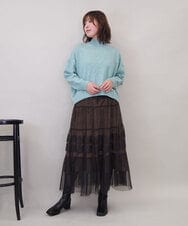 ZMHEE01130 al'aise modulation(アレーズモジュレーション) 光沢ベロアチュールレイヤードスカート ブラウン