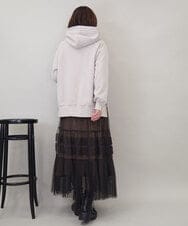 ZMHEE01130 al'aise modulation(アレーズモジュレーション) 光沢ベロアチュールレイヤードスカート ブラウン