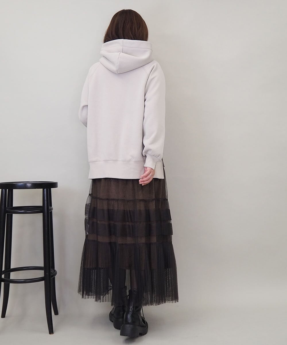 ZMHEE01130 al'aise modulation(アレーズモジュレーション) 光沢ベロアチュールレイヤードスカート ブラウン