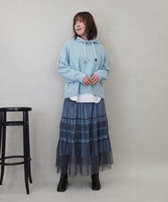 ZMHEE01130 al'aise modulation(アレーズモジュレーション) 光沢ベロアチュールレイヤードスカート ダークグレー