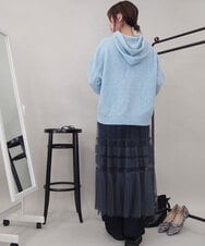 ZMHEE01130 al'aise modulation(アレーズモジュレーション) 光沢ベロアチュールレイヤードスカート ダークグレー