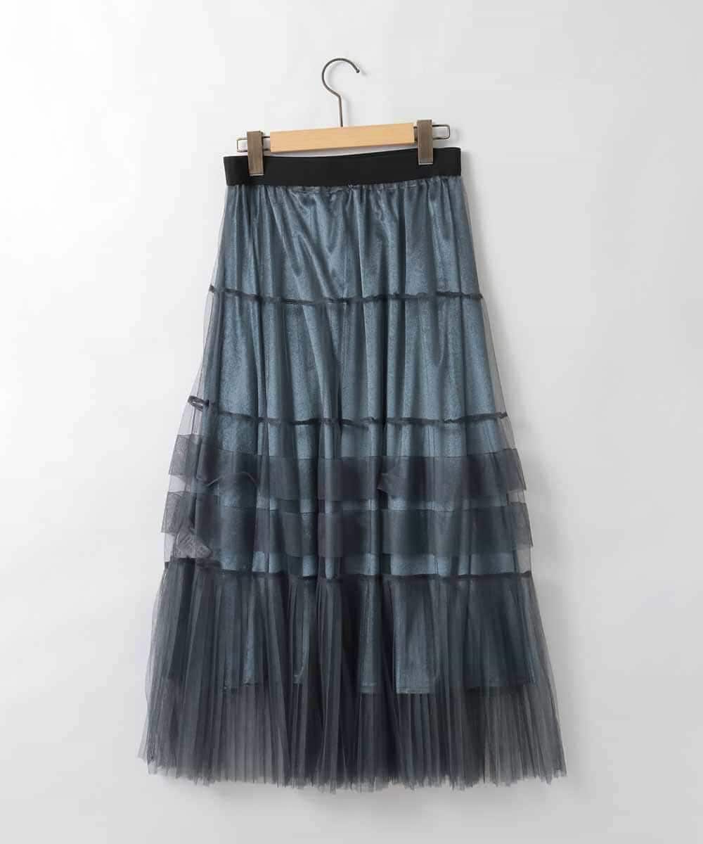 ZMHEE01130 al'aise modulation(アレーズモジュレーション) 光沢ベロアチュールレイヤードスカート ダークグレー