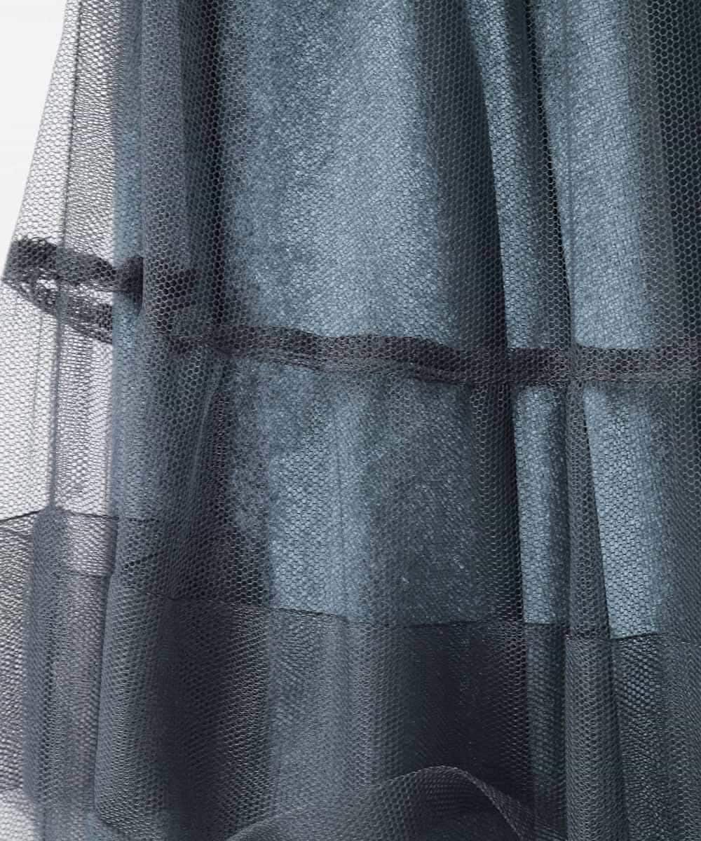 ZMHEE01130 al'aise modulation(アレーズモジュレーション) 光沢ベロアチュールレイヤードスカート ダークグレー