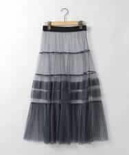 ZMHEE01130 al'aise modulation(アレーズモジュレーション) 光沢ベロアチュールレイヤードスカート ダークグレー