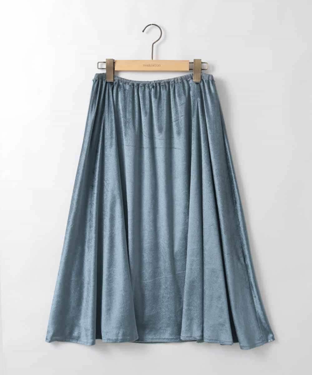 ZMHEE01130 al'aise modulation(アレーズモジュレーション) 光沢ベロアチュールレイヤードスカート ダークグレー