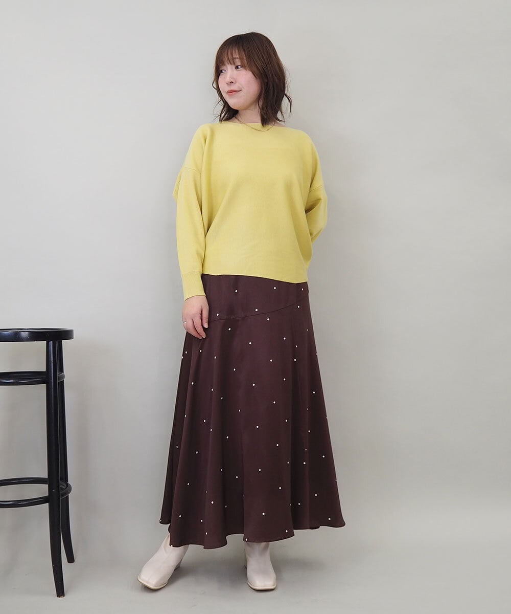 ZMHEE02158 al'aise modulation(アレーズモジュレーション) ドットサテンフレアスカート ブラウン