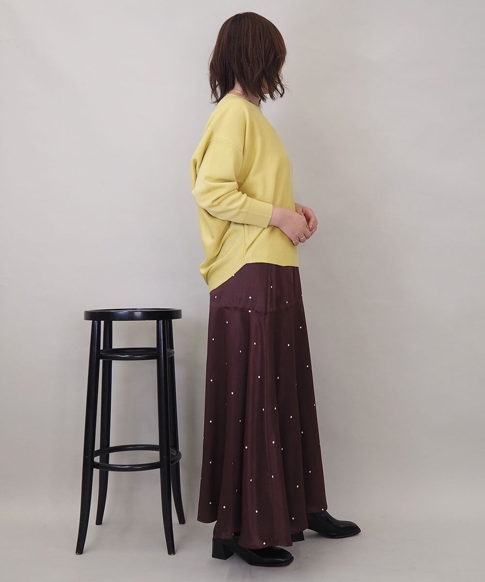 ZMHEE02158 al'aise modulation(アレーズモジュレーション) ドットサテンフレアスカート ブラウン