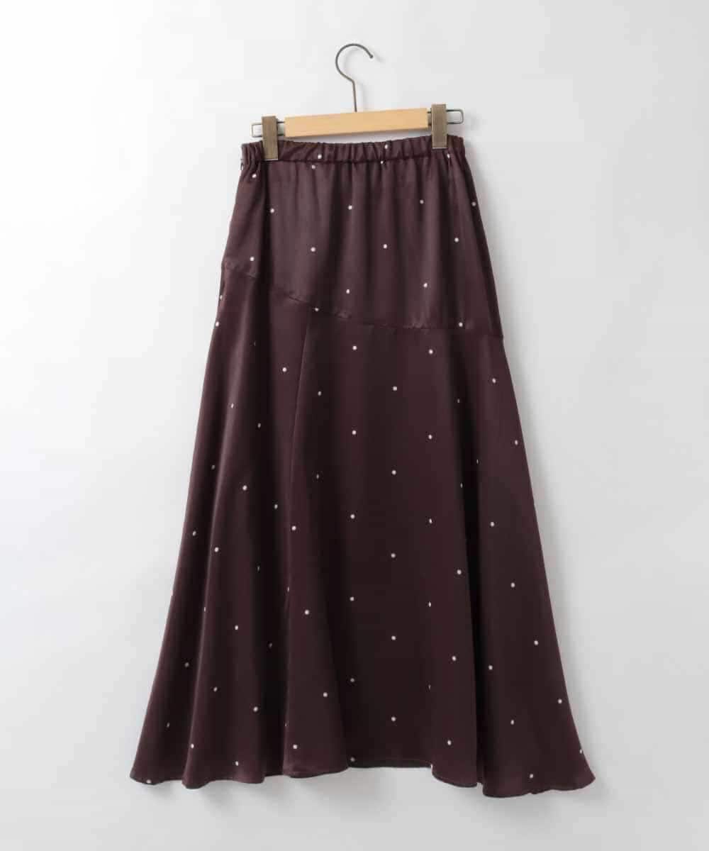 ZMHEE02158 al'aise modulation(アレーズモジュレーション) ドットサテンフレアスカート ブラウン
