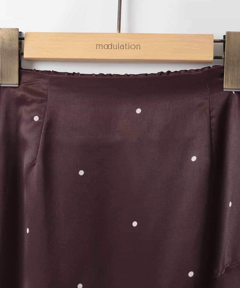 ZMHEE02158 al'aise modulation(アレーズモジュレーション) ドットサテンフレアスカート ブラウン