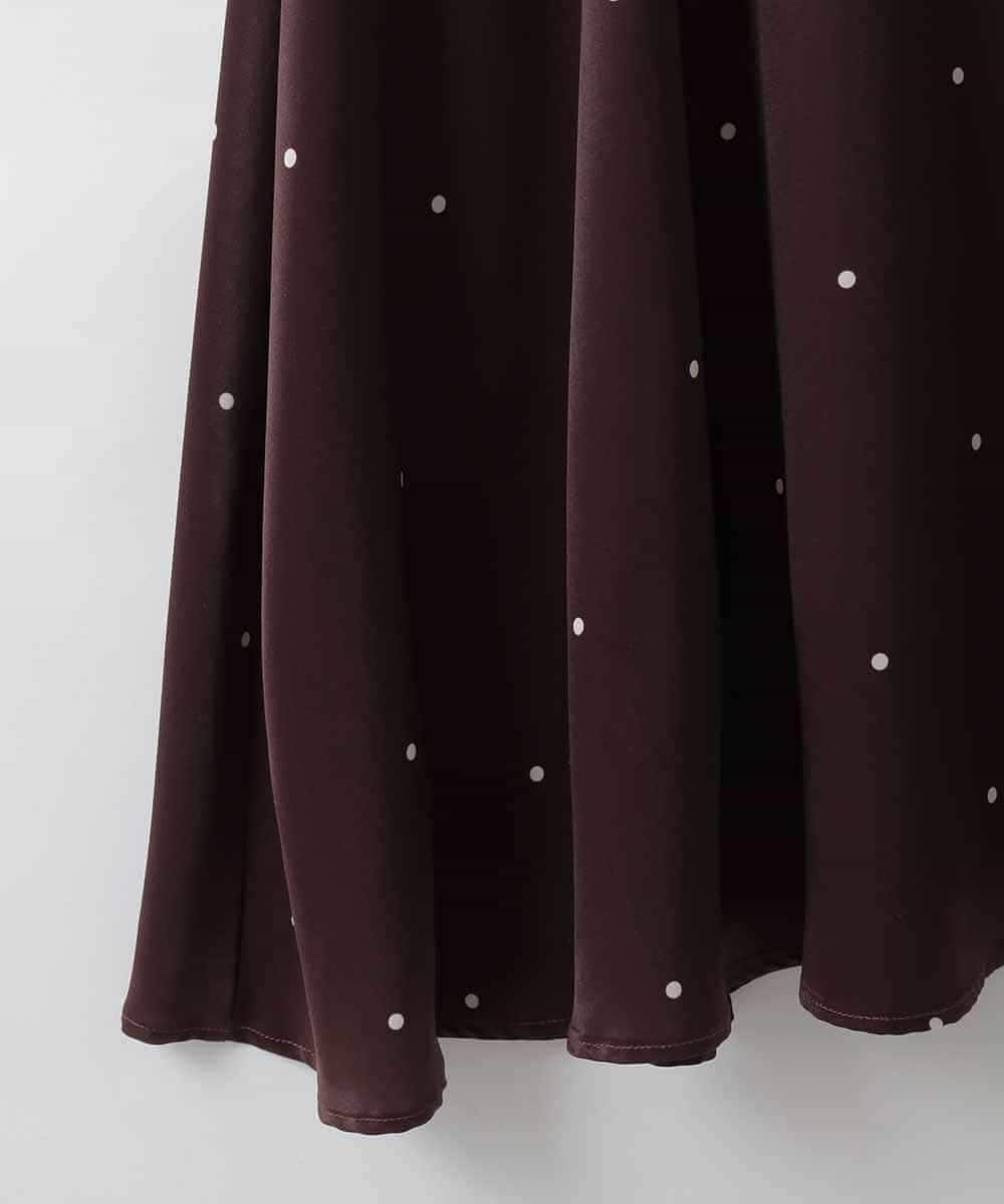 ZMHEE02158 al'aise modulation(アレーズモジュレーション) ドットサテンフレアスカート ブラウン