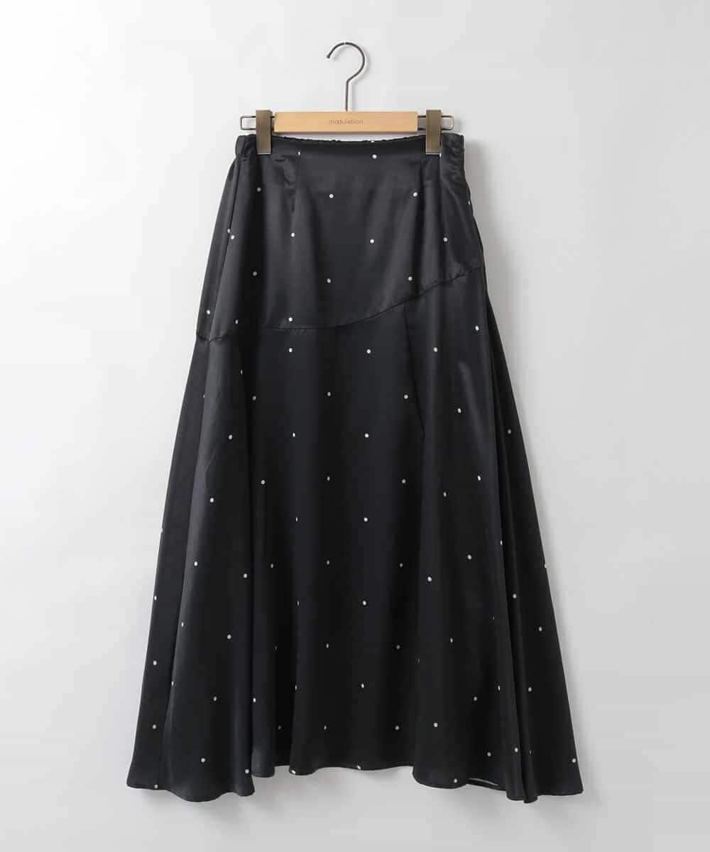 ZMHEE02158 al'aise modulation(アレーズモジュレーション) ドットサテンフレアスカート ブラック