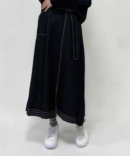 ZMHET20098  プリーツドッキングデニムスカート