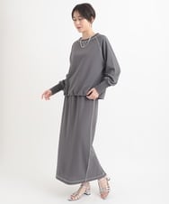 ZMHGB13090 al'aise modulation(アレーズモジュレーション) 【洗える・セットアップ対応】ステッチラインジャージースカート ダークグレー