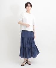 ZMHGB22150 al'aise modulation(アレーズモジュレーション) 【洗える】ワッシャーチェックティアードスカート ブルー