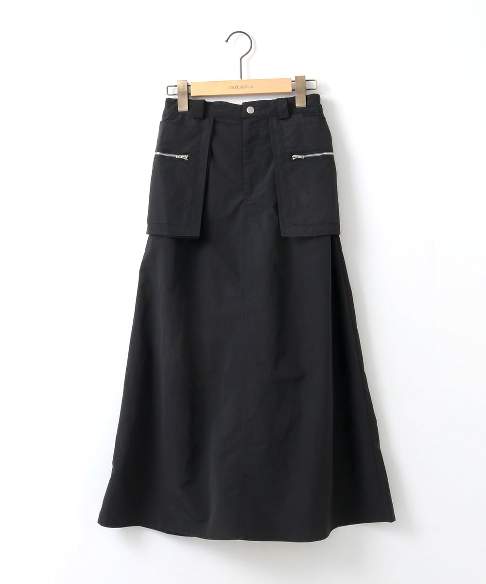 ZMHGE12099 al'aise modulation(アレーズモジュレーション) アウトポケットナイロンスカート ブラック