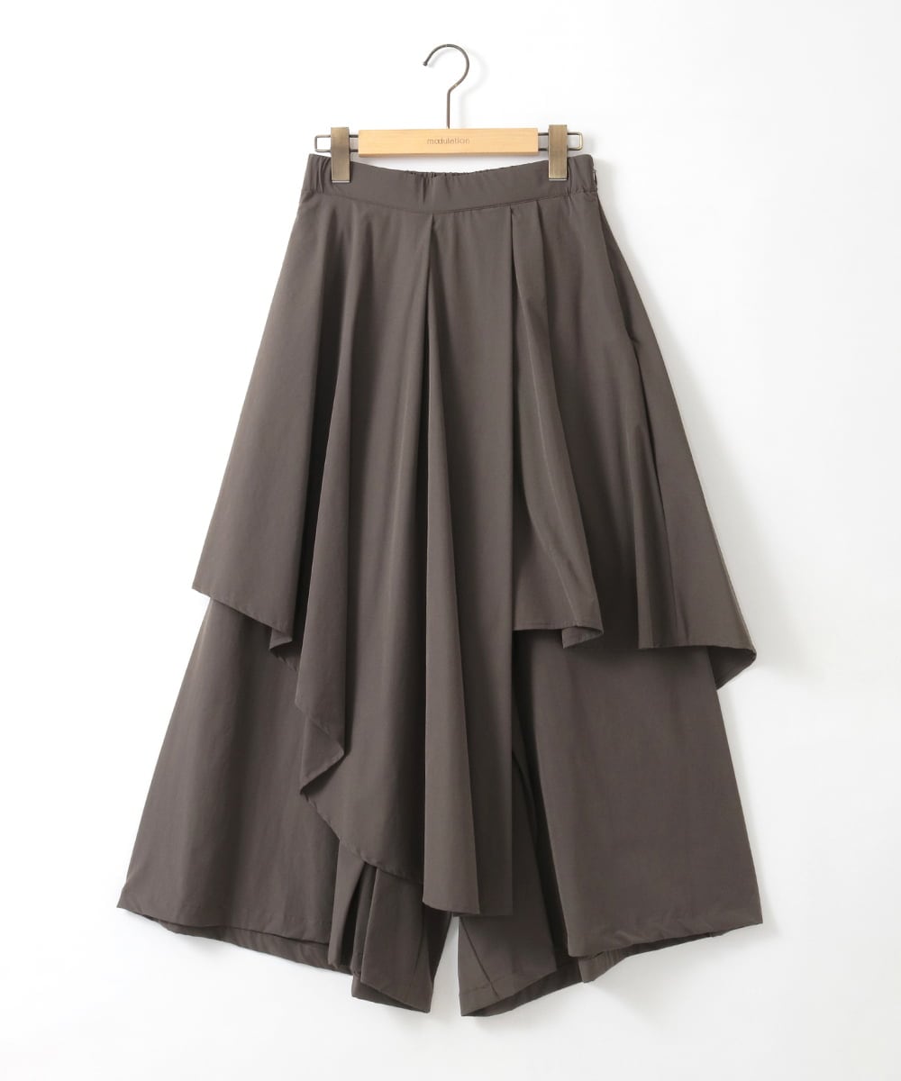 ZMHGE14169 al'aise modulation(アレーズモジュレーション) スカートレイヤードフレアパンツ ブラウン