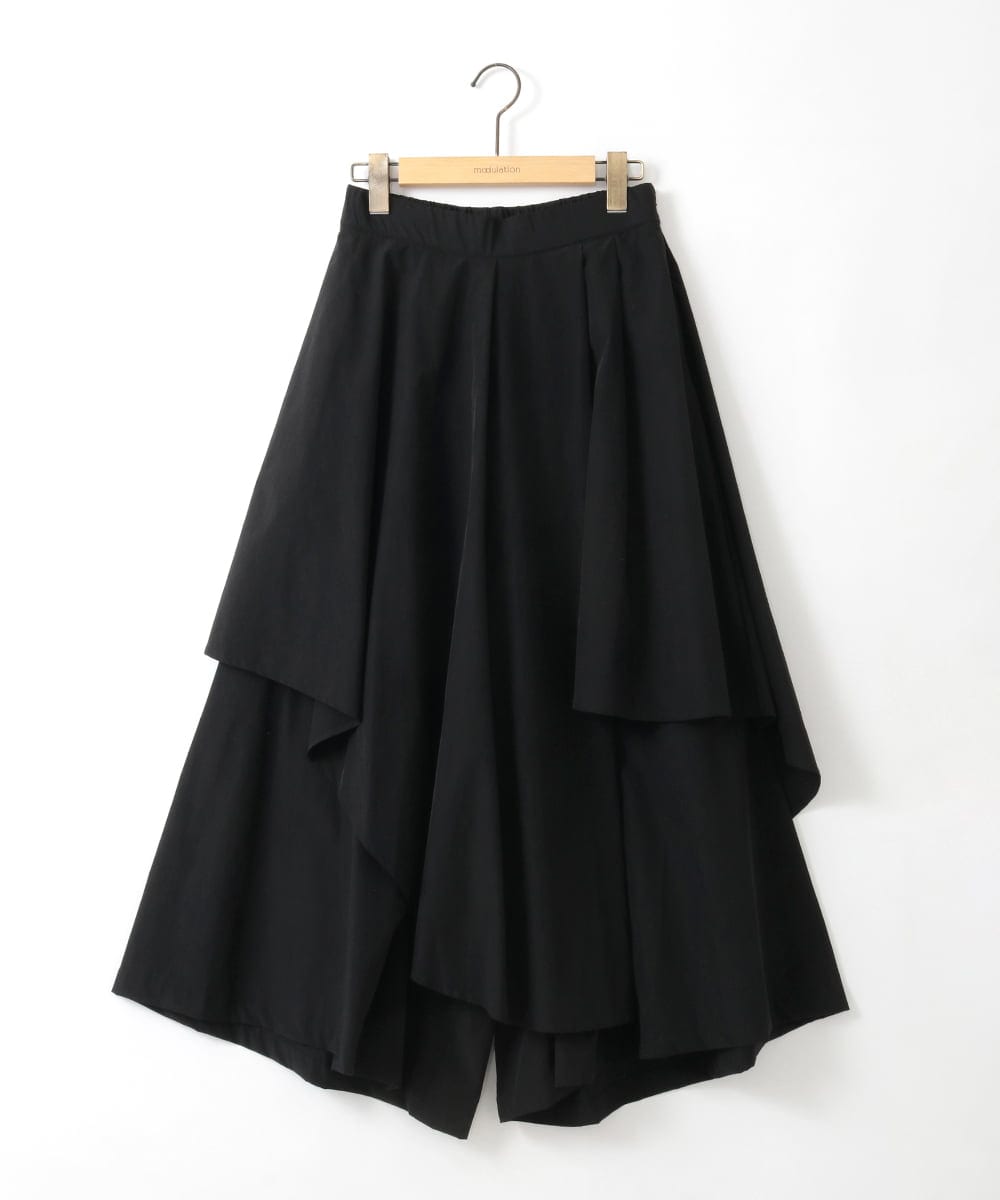 ZMHGE14169 al'aise modulation(アレーズモジュレーション) スカートレイヤードフレアパンツ ブラック