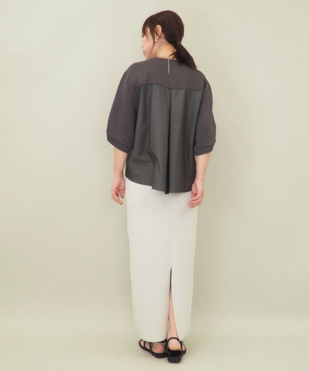 ZMHGE15110 al'aise modulation(アレーズモジュレーション) 【セットアップ対応・洗える】ラメニットスカート ライトグレー