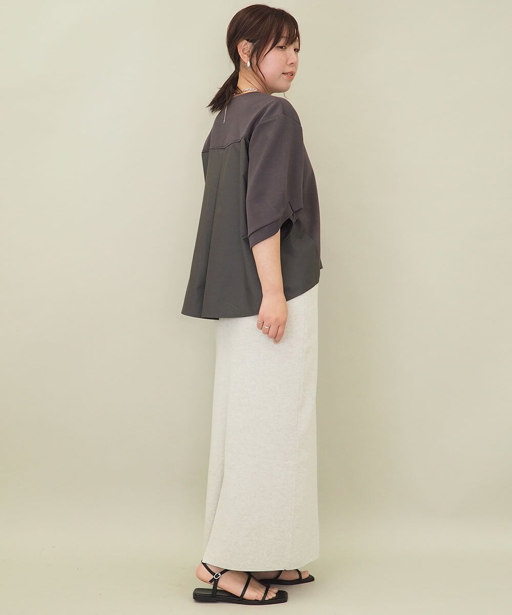 ZMHGE15110 al'aise modulation(アレーズモジュレーション) 【セットアップ対応・洗える】ラメニットスカート ライトグレー