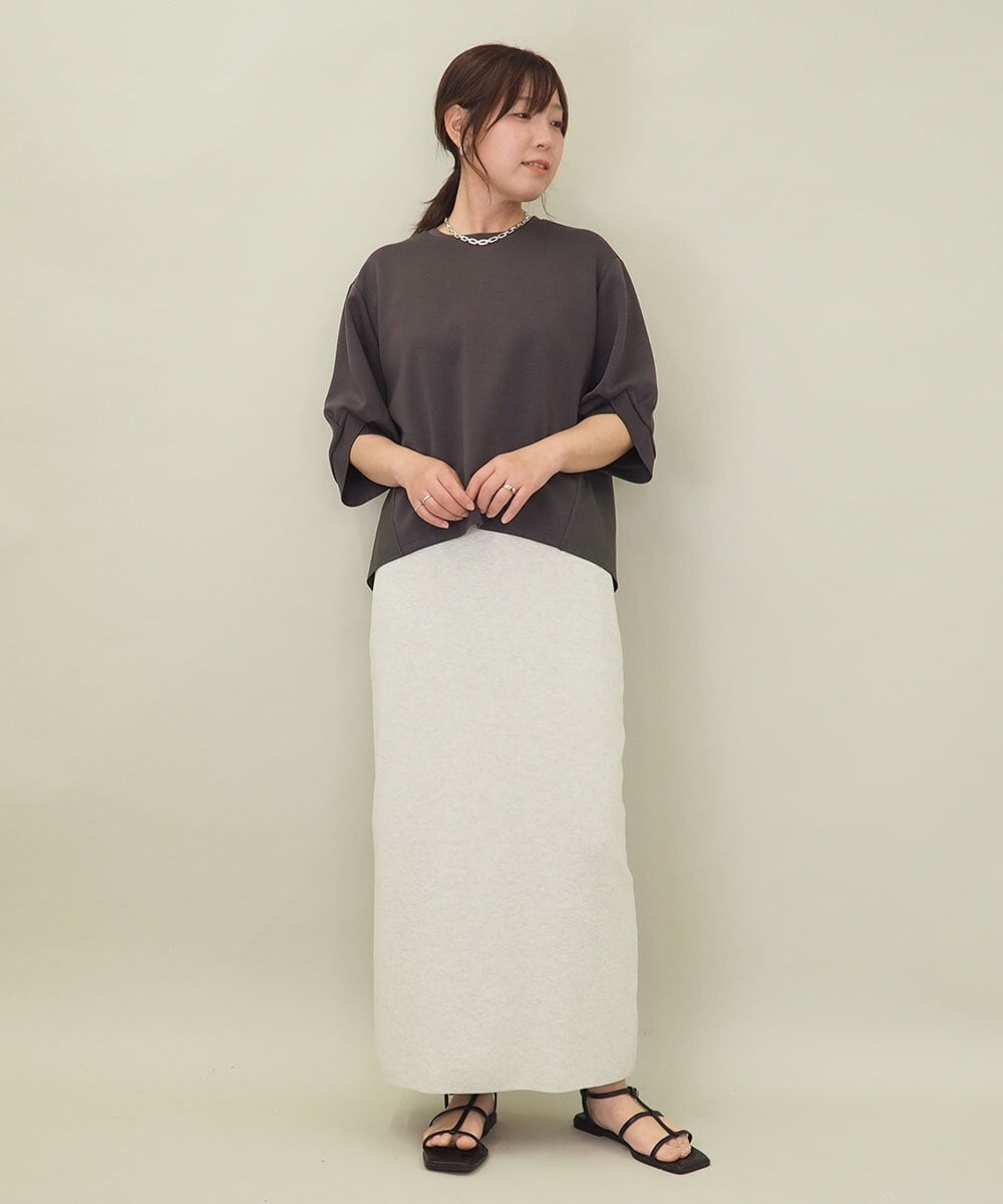 ZMHGE15110 al'aise modulation(アレーズモジュレーション) 【セットアップ対応・洗える】ラメニットスカート ライトグレー