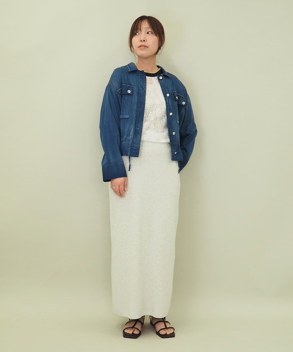 ZMHGE15110 al'aise modulation(アレーズモジュレーション) 【セットアップ対応・洗える】ラメニットスカート ライトグレー