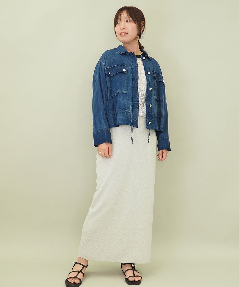 ZMHGE15110 al'aise modulation(アレーズモジュレーション) 【セットアップ対応・洗える】ラメニットスカート ライトグレー