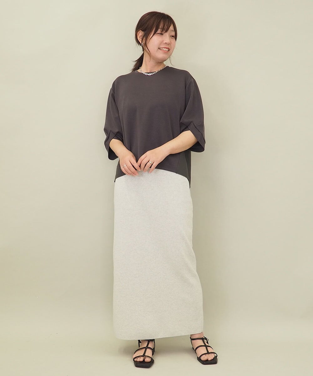 ZMHGE15110 al'aise modulation(アレーズモジュレーション) 【セットアップ対応・洗える】ラメニットスカート ライトグレー