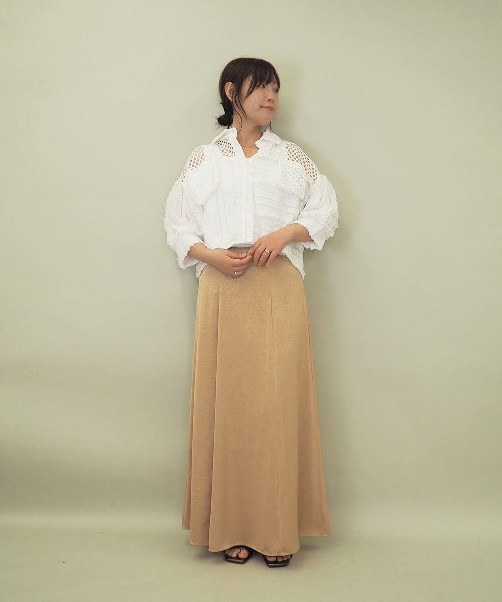 ZMHGE16130 al'aise modulation(アレーズモジュレーション) 【セットアップ対応】ヴィンテージ風ロングスカート ベージュ