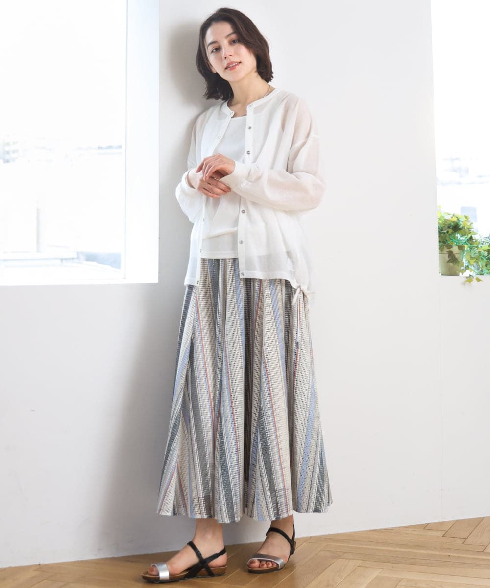 ZMHGE18140 al'aise modulation(アレーズモジュレーション) マルチカラーメッシュフレアスカート アイボリー