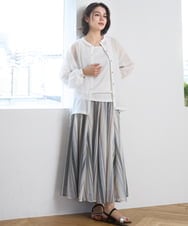 ZMHGE18140 al'aise modulation(アレーズモジュレーション) マルチカラーメッシュフレアスカート アイボリー