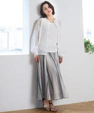 ZMHGE18140 al'aise modulation(アレーズモジュレーション) マルチカラーメッシュフレアスカート アイボリー