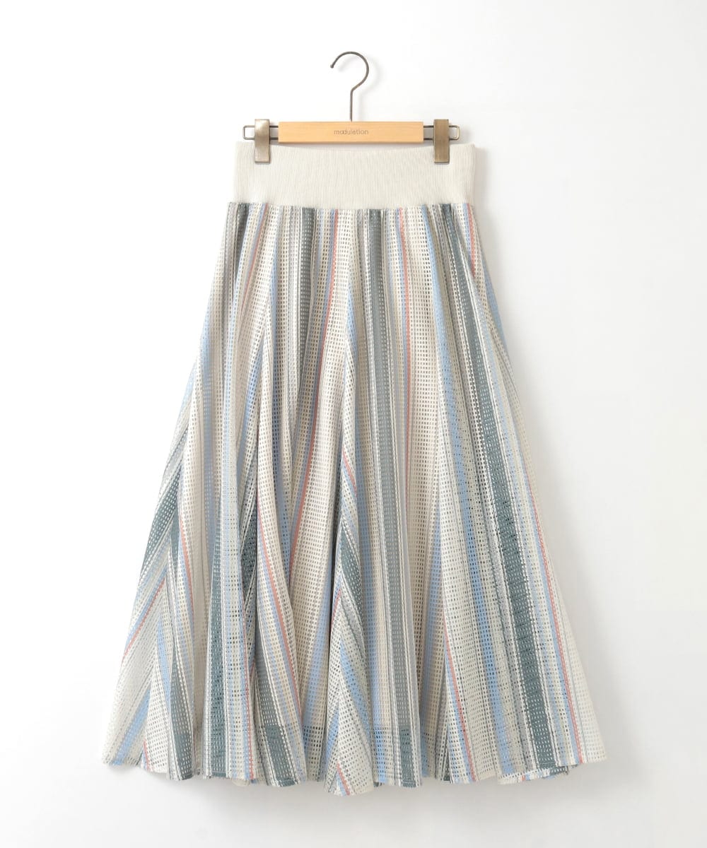 ZMHGE18140 al'aise modulation(アレーズモジュレーション) マルチカラーメッシュフレアスカート アイボリー