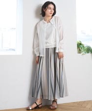 ZMHGE18140 al'aise modulation(アレーズモジュレーション) マルチカラーメッシュフレアスカート アイボリー