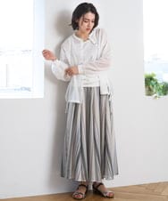 ZMHGE18140 al'aise modulation(アレーズモジュレーション) マルチカラーメッシュフレアスカート アイボリー