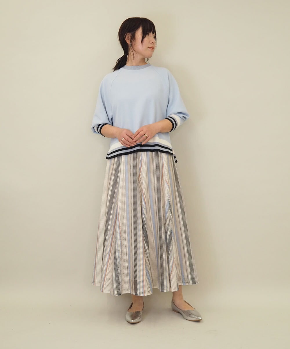 ZMHGE18140 al'aise modulation(アレーズモジュレーション) マルチカラーメッシュフレアスカート アイボリー