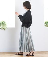 ZMHGE18140 al'aise modulation(アレーズモジュレーション) マルチカラーメッシュフレアスカート ダークグレー