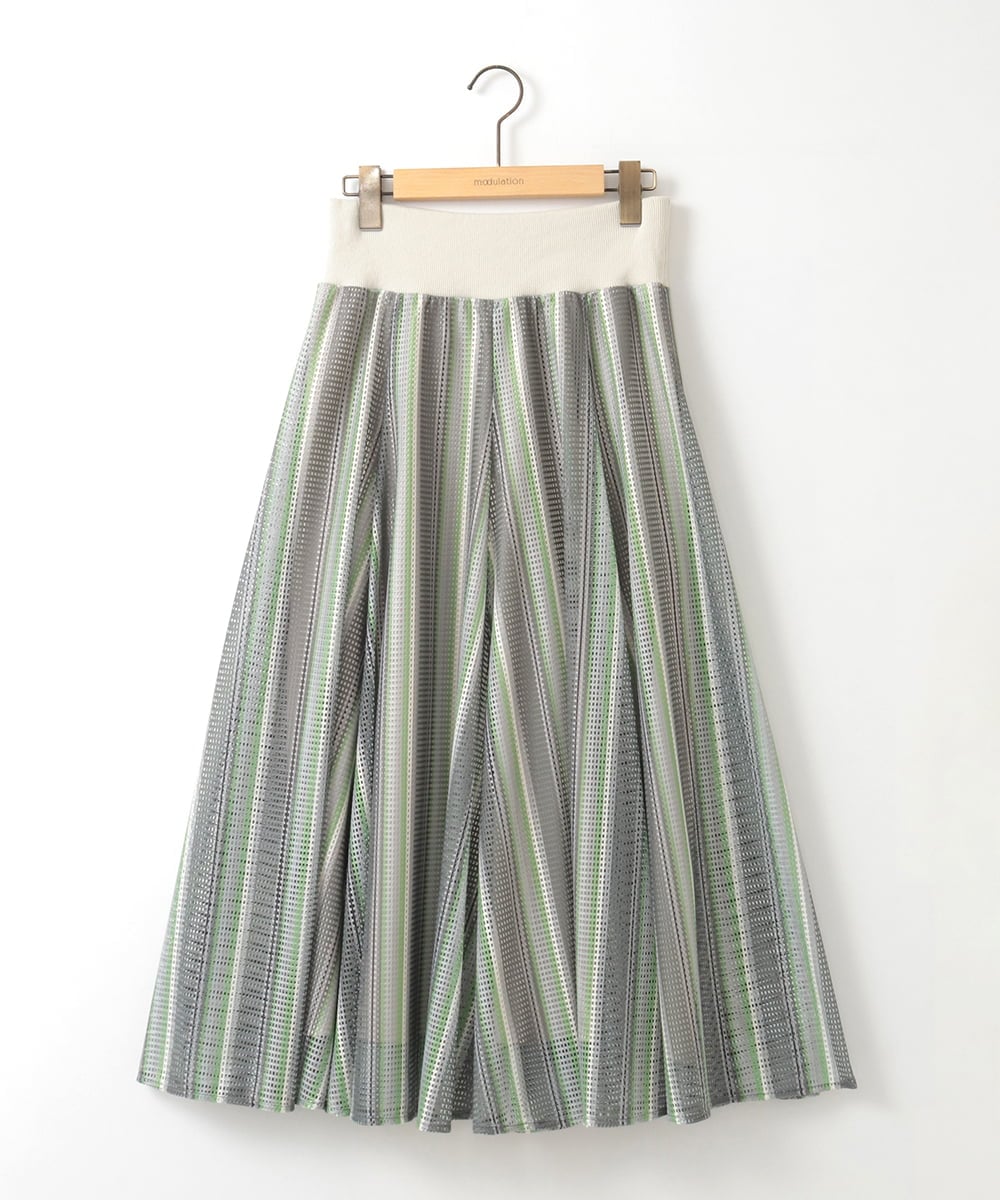 ZMHGE18140 al'aise modulation(アレーズモジュレーション) マルチカラーメッシュフレアスカート ダークグレー