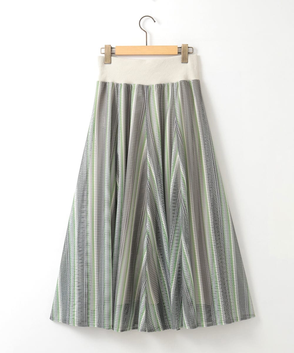 ZMHGE18140 al'aise modulation(アレーズモジュレーション) マルチカラーメッシュフレアスカート ダークグレー