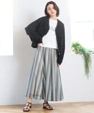 ZMHGE18140 al'aise modulation(アレーズモジュレーション) マルチカラーメッシュフレアスカート ダークグレー