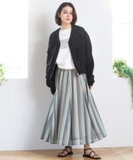 ZMHGE18140 al'aise modulation(アレーズモジュレーション) マルチカラーメッシュフレアスカート ダークグレー