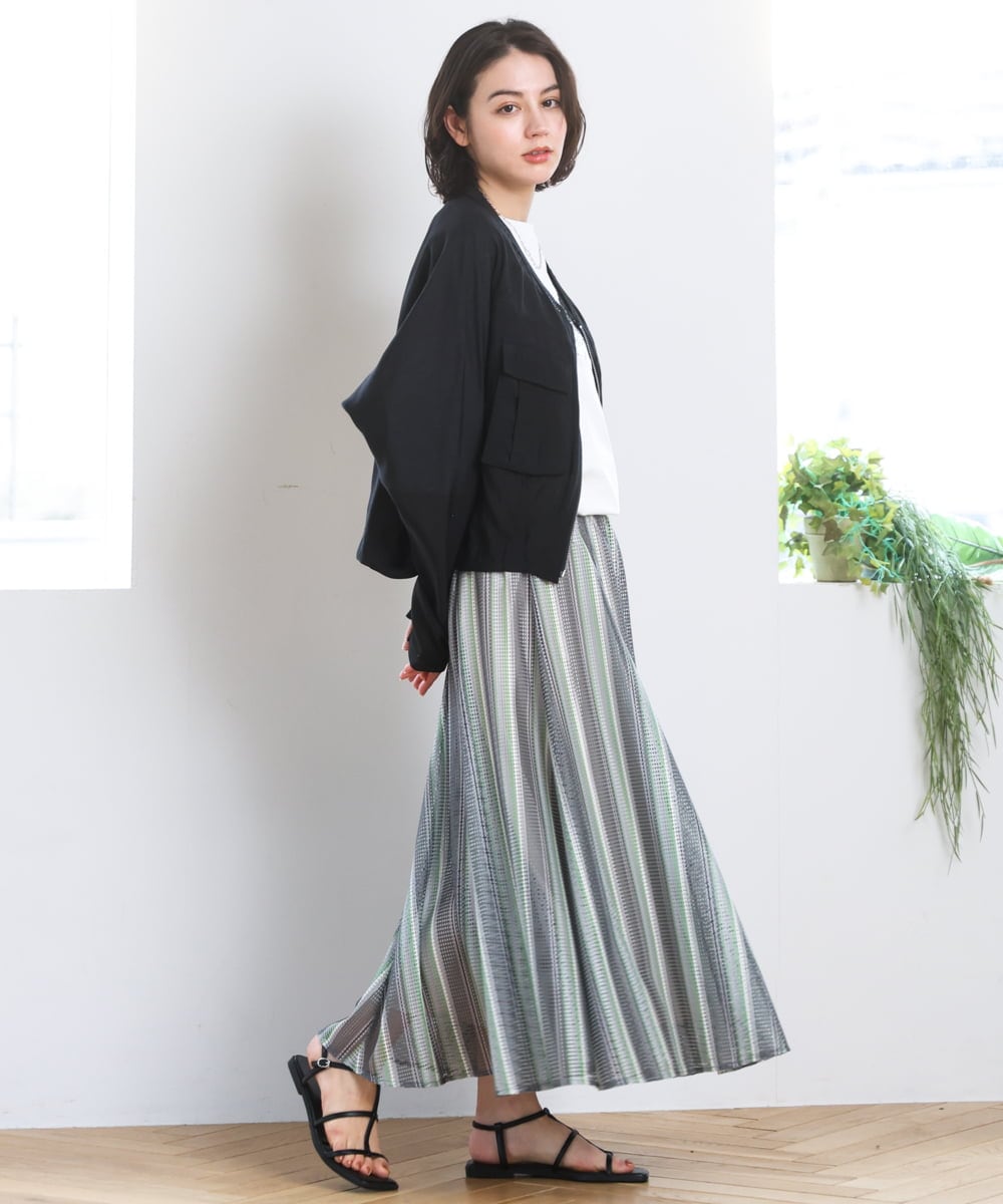 ZMHGE18140 al'aise modulation(アレーズモジュレーション) マルチカラーメッシュフレアスカート ダークグレー