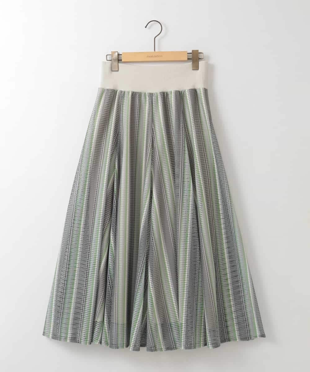 ZMHGE18140 al'aise modulation(アレーズモジュレーション) マルチカラーメッシュエアリーフレアスカート ダークグレー