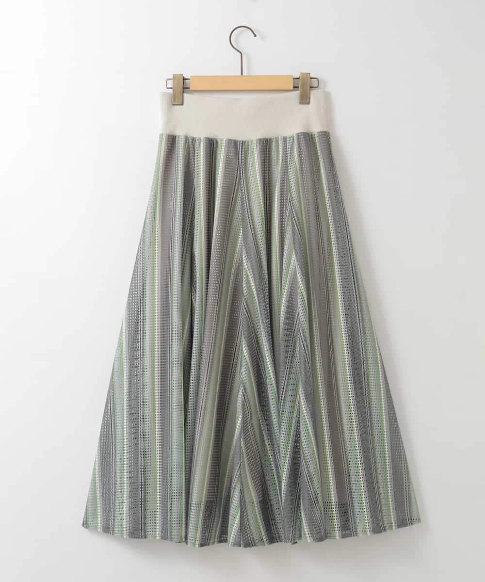 ZMHGE18140 al'aise modulation(アレーズモジュレーション) マルチカラーメッシュエアリーフレアスカート ダークグレー