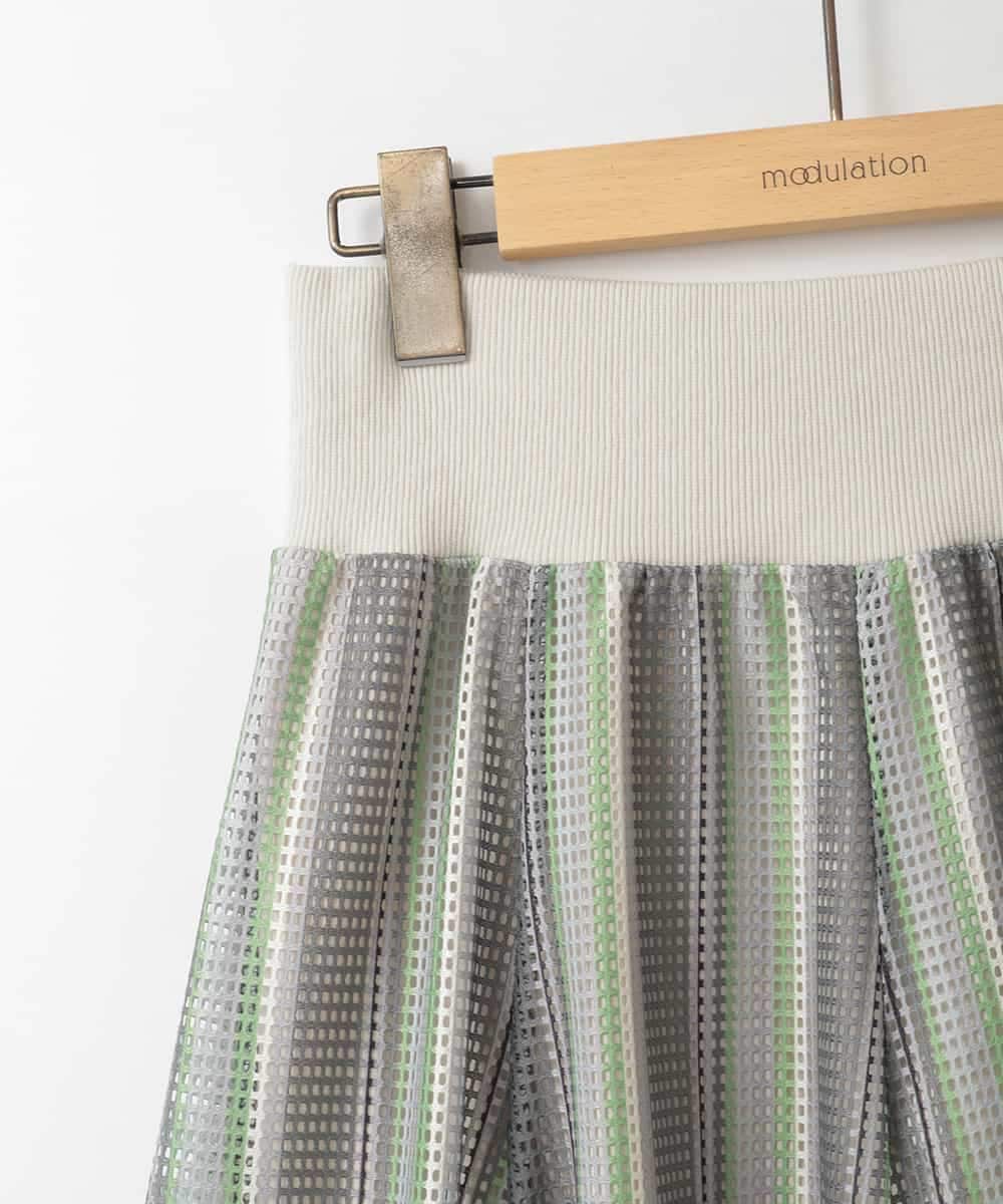 ZMHGE18140 al'aise modulation(アレーズモジュレーション) マルチカラーメッシュエアリーフレアスカート ダークグレー