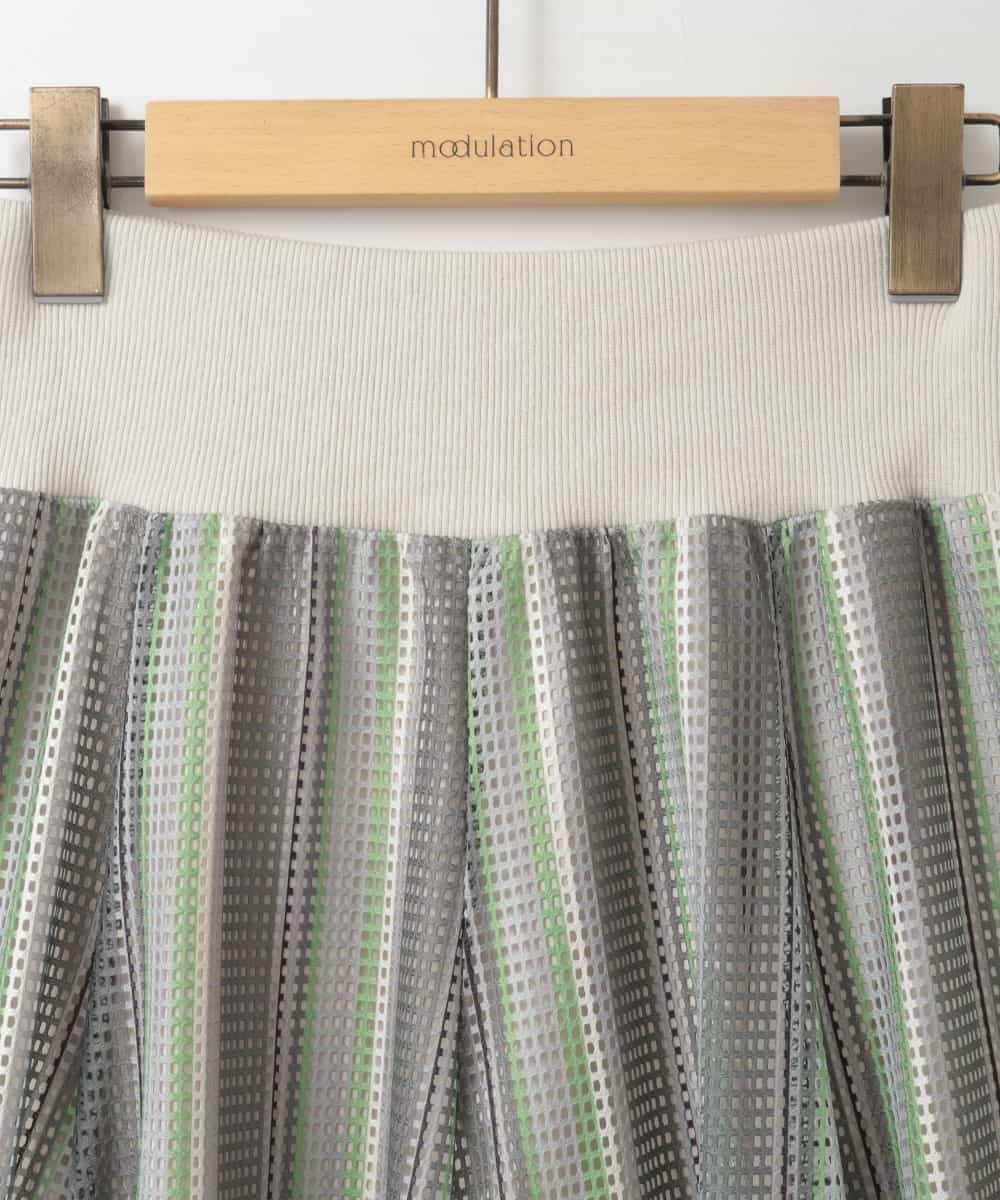 ZMHGE18140 al'aise modulation(アレーズモジュレーション) マルチカラーメッシュエアリーフレアスカート ダークグレー